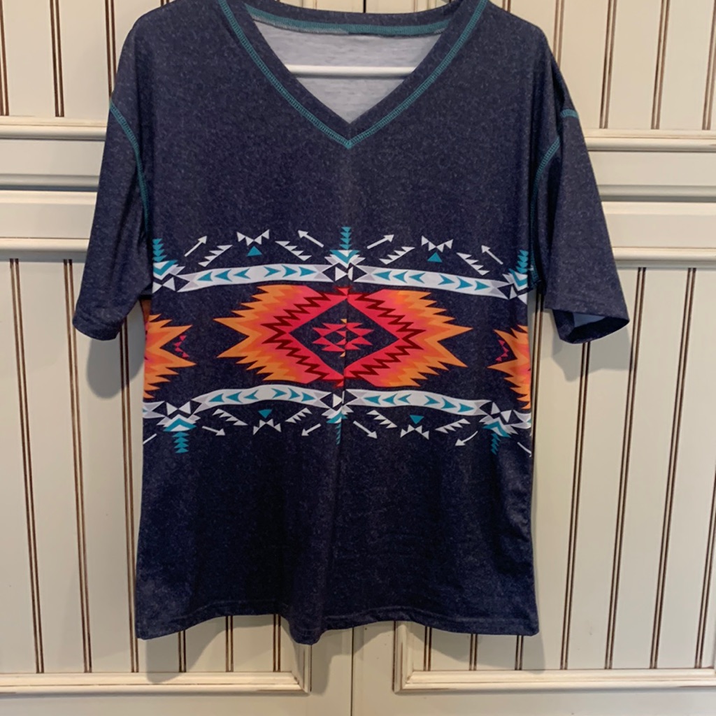 Aztec Print TShirt Like New No Tags Has Several Colors To Match Up With